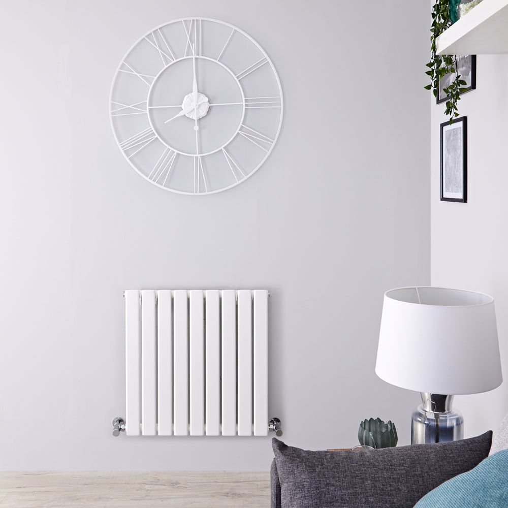 Design Heizkörper Horizontal (Einlagig) 635mm x 630mm | Weiß - Delta