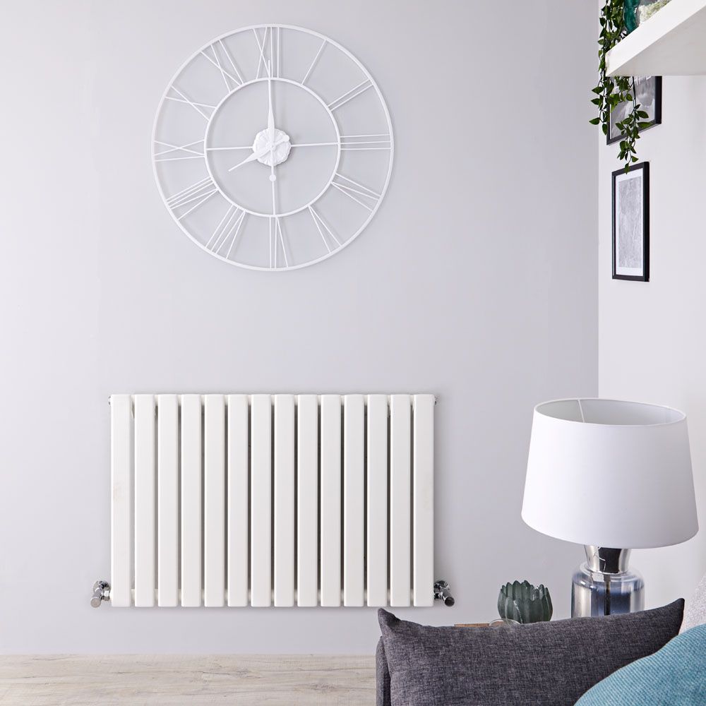Design Heizkörper Horizontal (Einlagig) 635mm x 980mm | Weiß - Delta