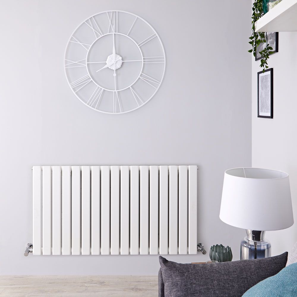 Design Heizkörper Horizontal (Einlagig) 635mm x 1190mm | Weiß - Delta