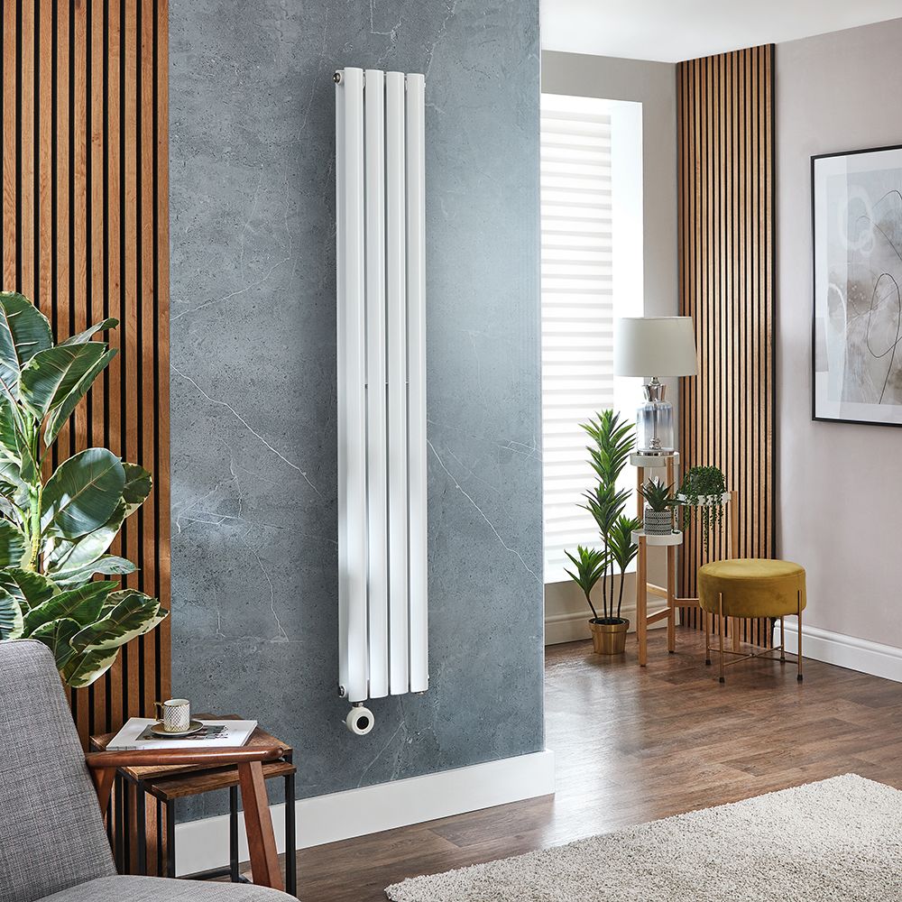 Elektrischer Design-Heizkörper Vertikal|Größe & WLAN-Heizelement wählbar|mit Stecker oder zur Festverdrahtung, Weiß – Revive - ECOSO by Hudson Reed