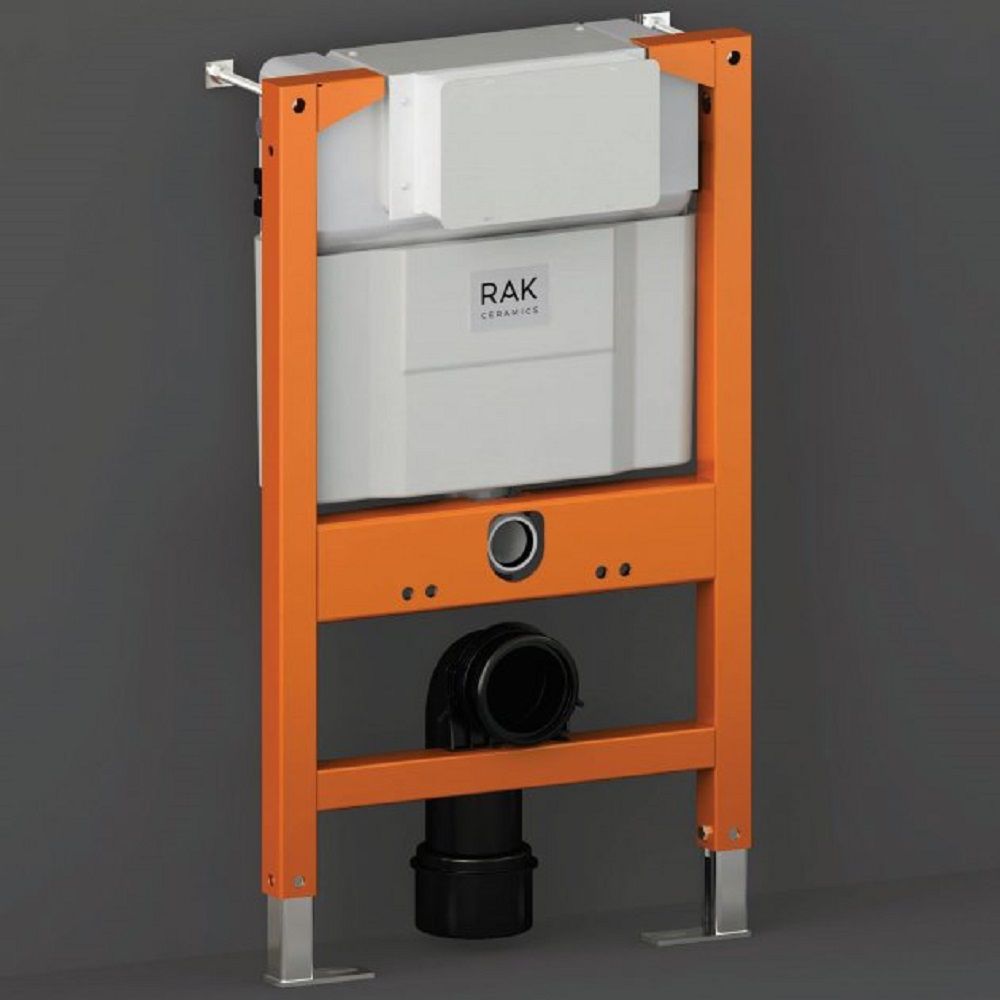 Vorwandelement für Hänge-WCs inkl. Spülkasten mit niedrigem Metallgestell, Betätigungsplatte wählbar - RAK Ecofix x Hudson Reed