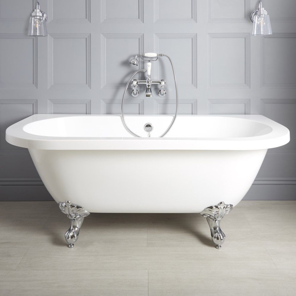 Freistehende Vorwand-Badewanne mit Mittelablauf, 1685mm x 780mm | Weiß, Farbe der Füße wählbar – Richmond