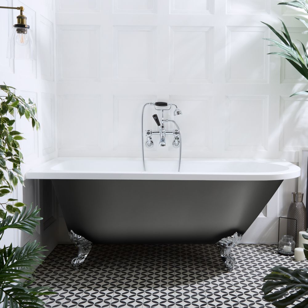 Freistehende Eck-Badewanne 1685mm x 750mm Rechts- oder Linksbündig | Metalliclackierung der Wanne und Farbe der Füße wählbar - Oxford