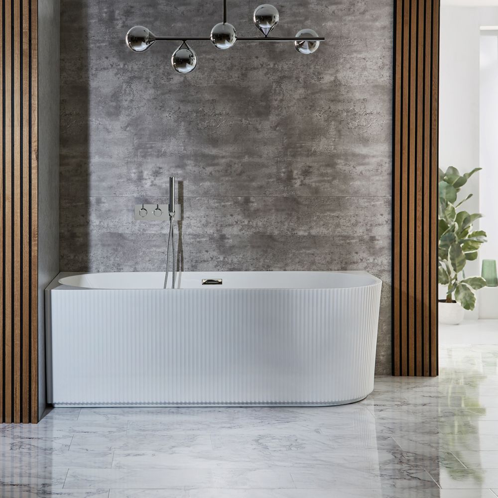Geriffelte Eck-Badewanne 1700mm x 800mm | Farbe des Überlaufs wählbar - Rechts oder Linksbündig – Florence