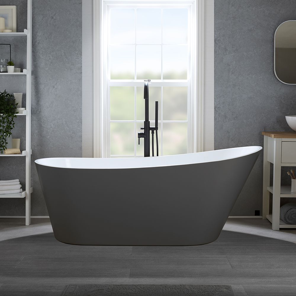 Freistehende Badewanne (oval) mit einer erhöhten Rückenschräge - Größe & Farbe wählbar - Otterton