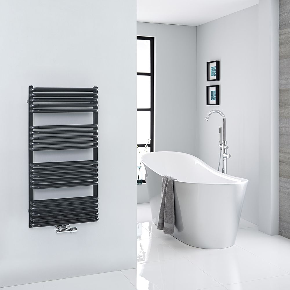 Design Handtuchheizkörper mit Mittelanschluss - 1000mm x 500mm, 986W – Mattschwarz - Arch