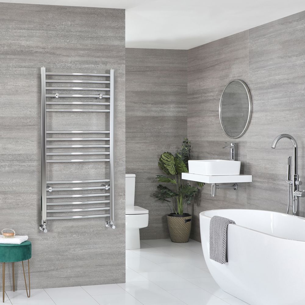 Handtuchheizkörper Chrom Gebogen 1200mm x 500mm 393W – Kent