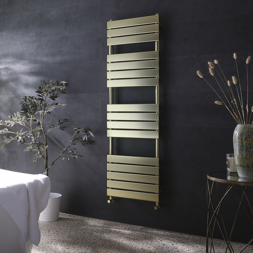 Handtuchheizkörper mit flachen Heizlamellen 1600mm x 500mm - satiniertes Gold - Lustro