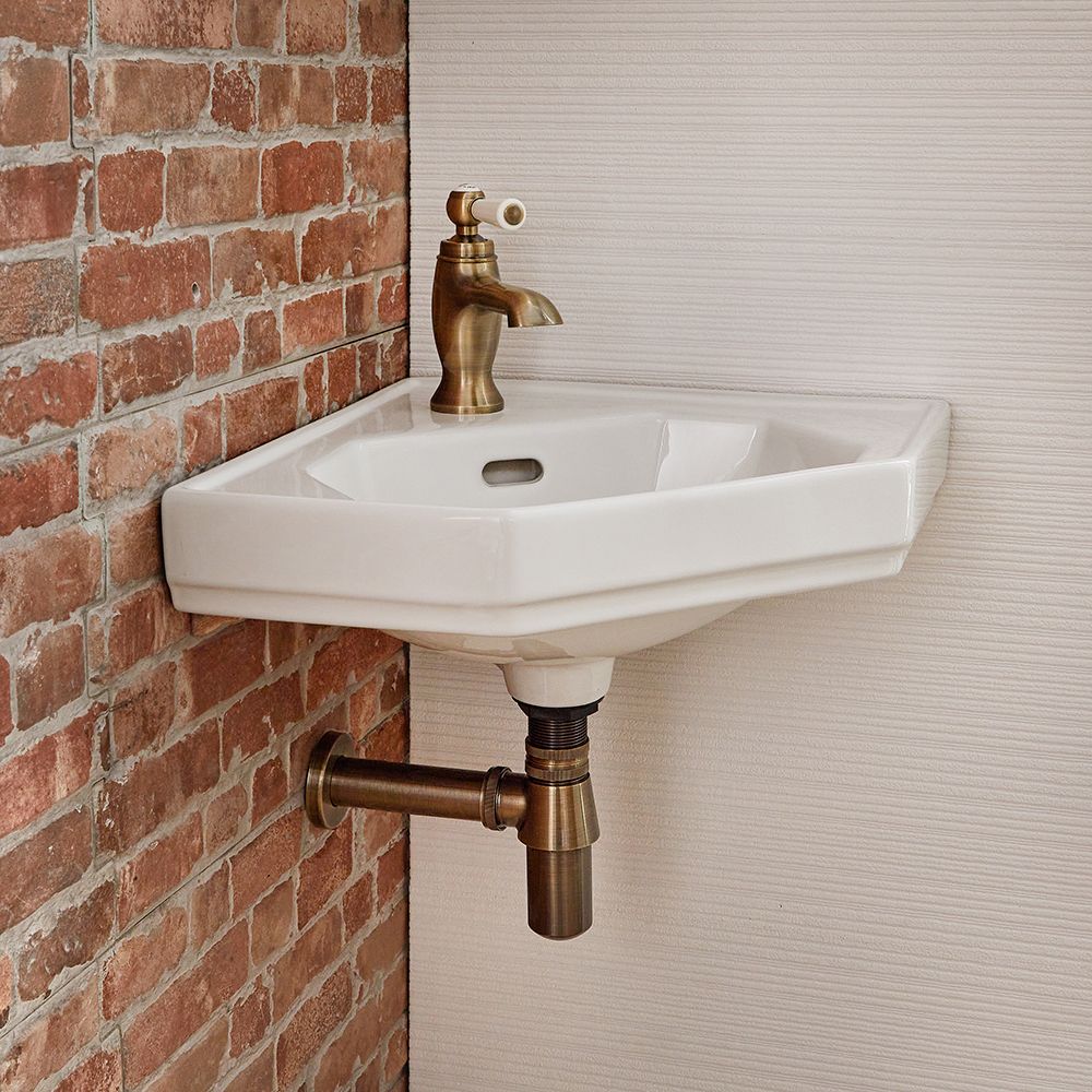 Retro-Hängewaschbecken, Eckeinbau – 450mm x 420mm, mit 1 Hahnloch – Richmond
