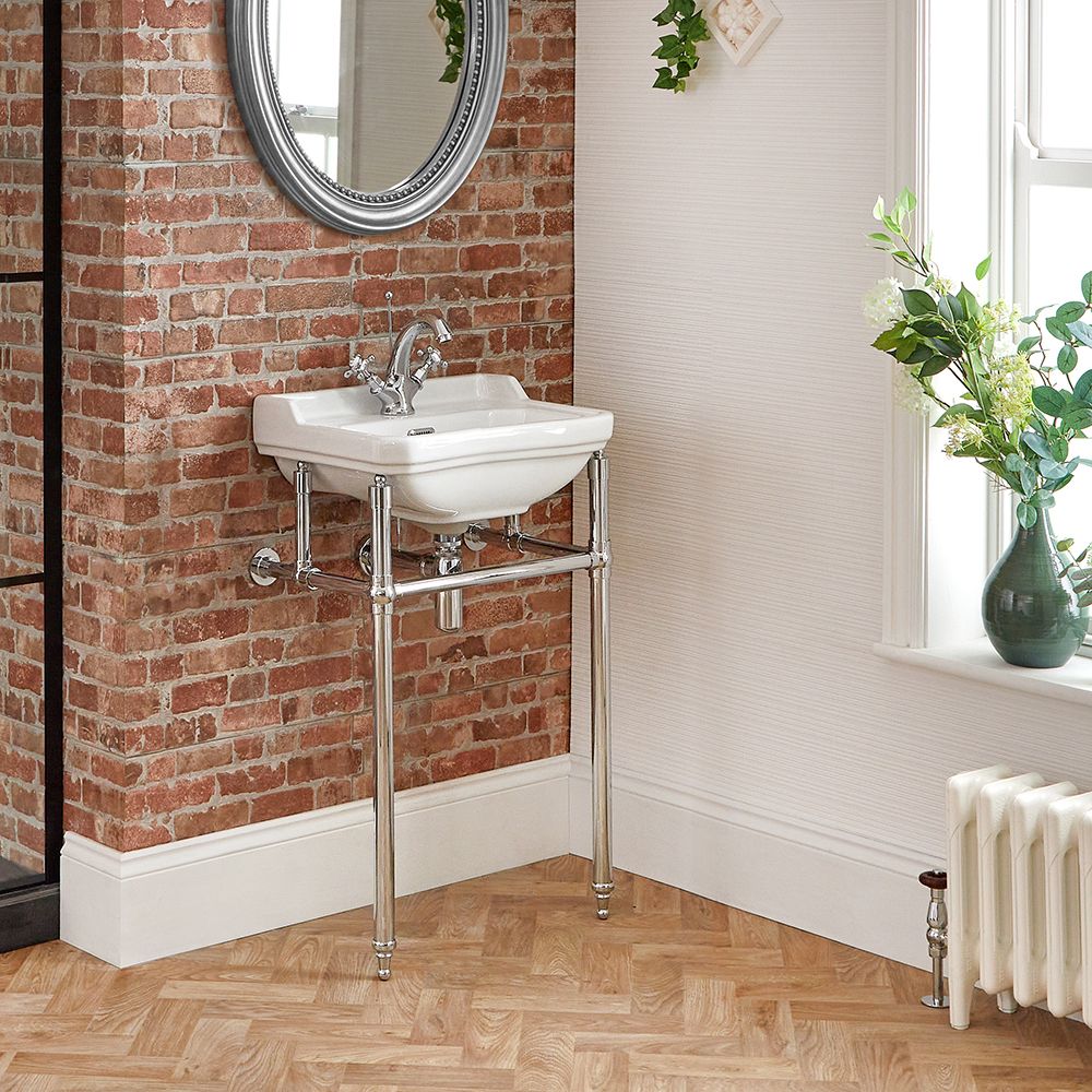 Retro-Waschbecken mit Metallgestell – 500mm x 350mm, mit 1 Hahnloch – Richmond