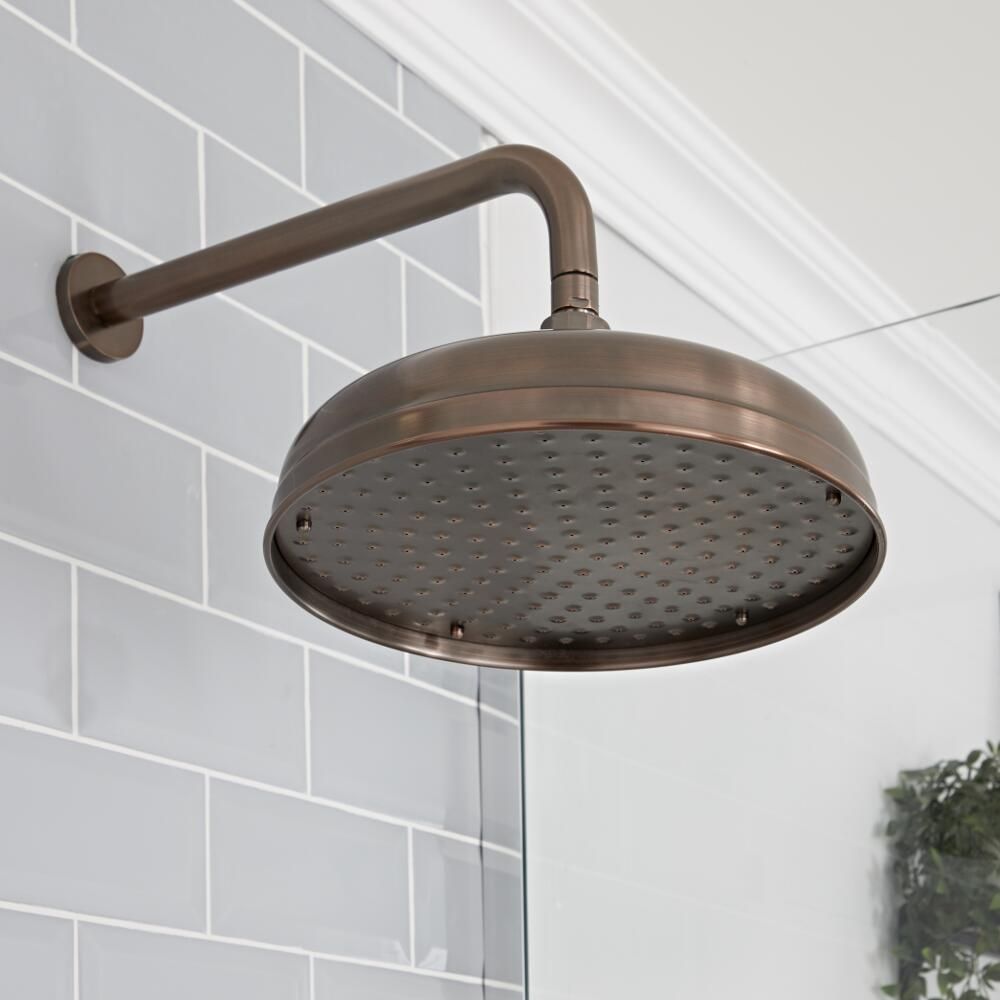 Retro 300mm Duschkopf Rund mit Wandarm, geölte Bronze - Elizabeth