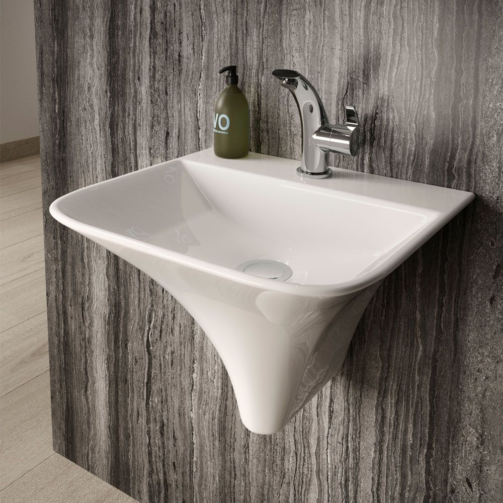 Hängewaschbecken 460mm x 415mm  (1 Hahnloch) - Weiß
