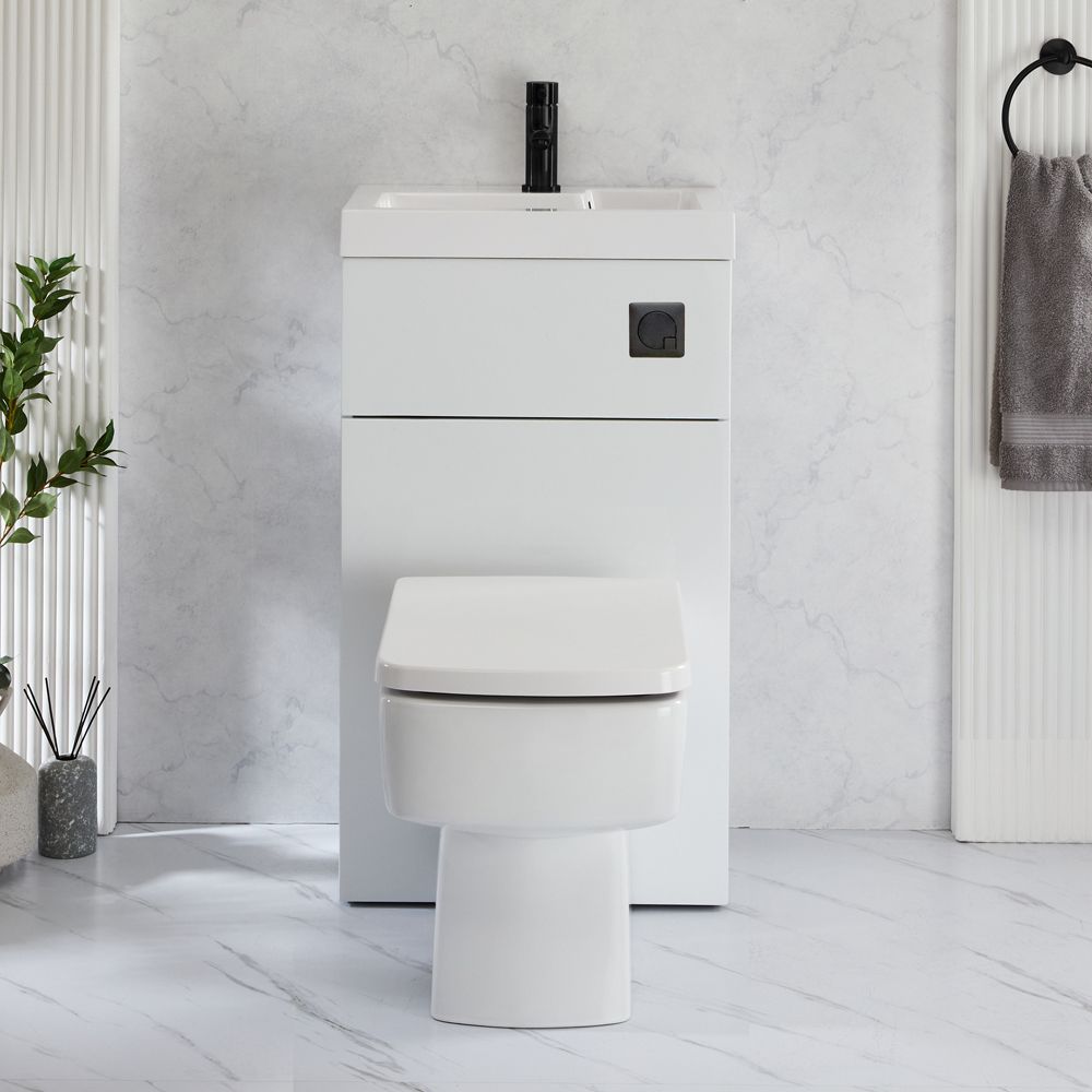 2-in-1-Waschbecken- und WC-Element 500mm x 890mm mit Exton-WC | Farbe wählbar - Cluo