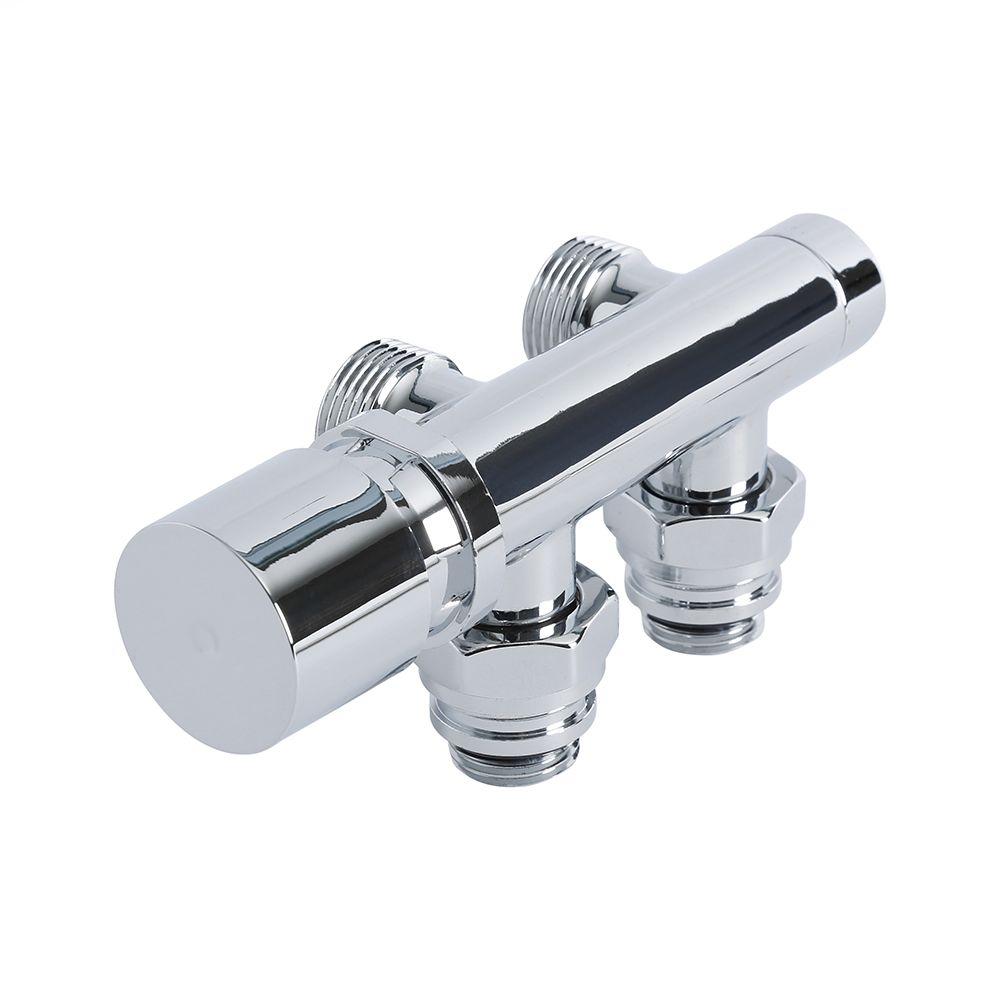 Mittelanschlussgarnitur Eck-Ausführung Manuell Chrom inkl. Multiadapter für 16mm Kupferrohre im Set