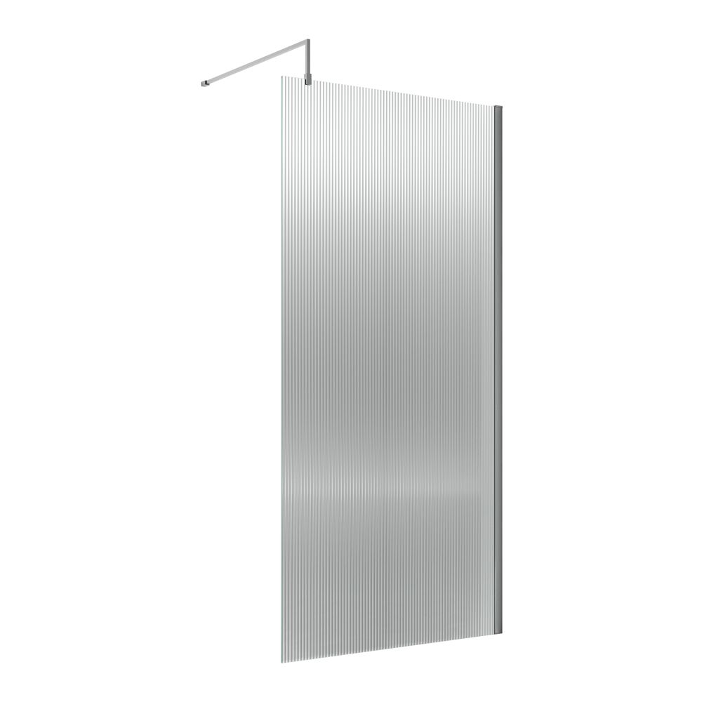 1850mm Duschwand mit geriffeltem Glas | Breite, Farbe & Seitenpaneel wählbar