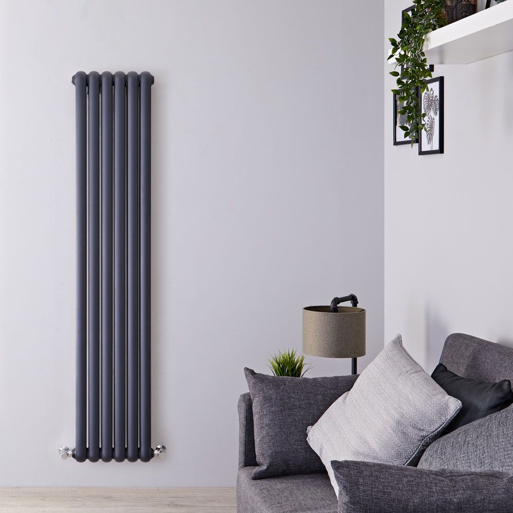 Gliederheizkörper Vertikal 2 Säulen Nostalgie Anthrazit 1800mm x 383mm 1964W - Saffre