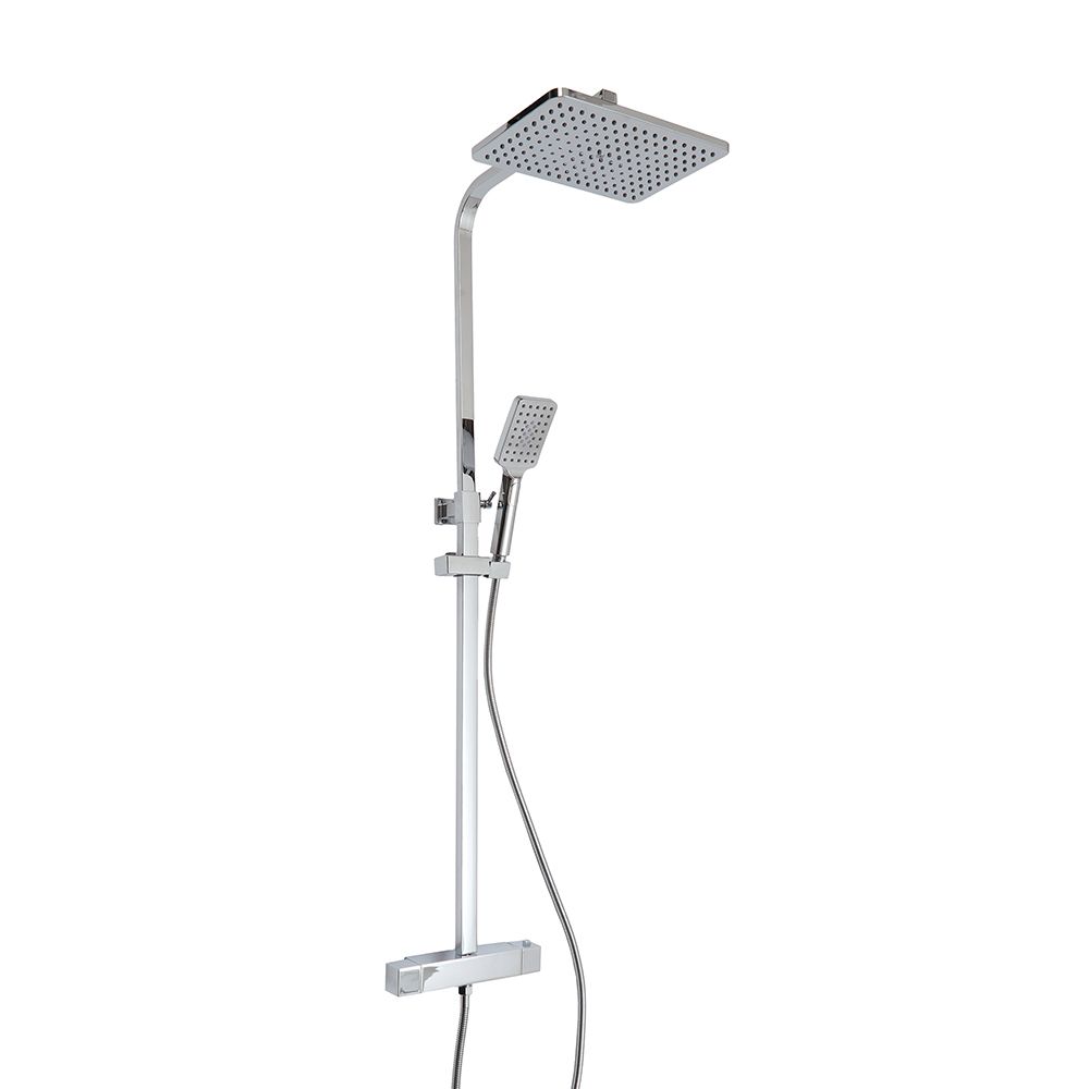 Thermostatische Duschsäule inkl. eckigem Duschkopf und Handbrause – Farbe wählbar - Arvel