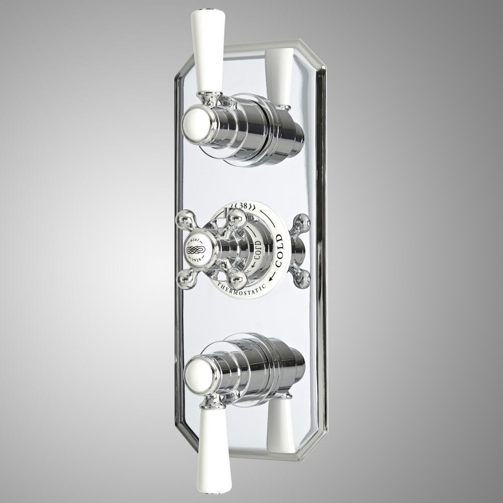 Retro Unterputz-Thermostat, für 2 Verbraucher - Chrom/Weiß - Elizabeth