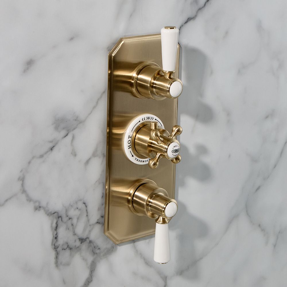 Retro Unterputz Thermostat für 3 Verbraucher - satiniertes Gold - Elizabeth