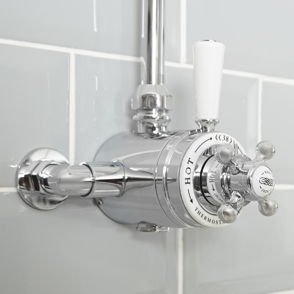 Retro Dual Aufputz-Thermostat für 1 Verbraucher - Chrom/Weiß - Elizabeth