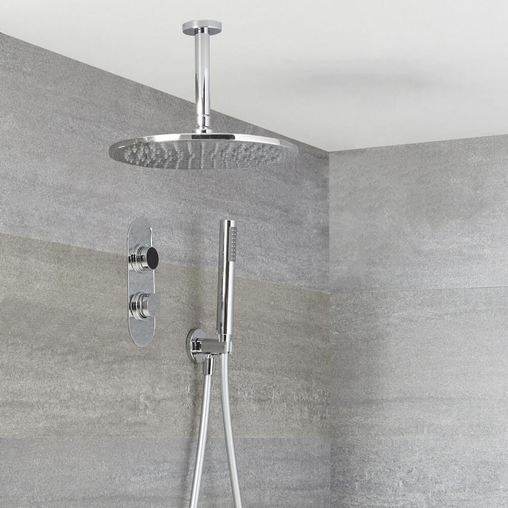 Digitale Dusche für zwei Funktionen, inkl. rundem Duschkopf zur Deckenmontage & Brause - Narus