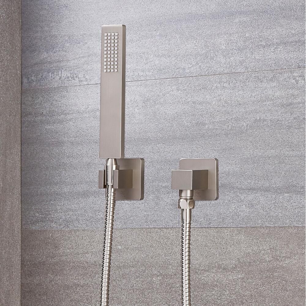 Handbrause, eckig, Messing - gebürstetes Nickel - Harting