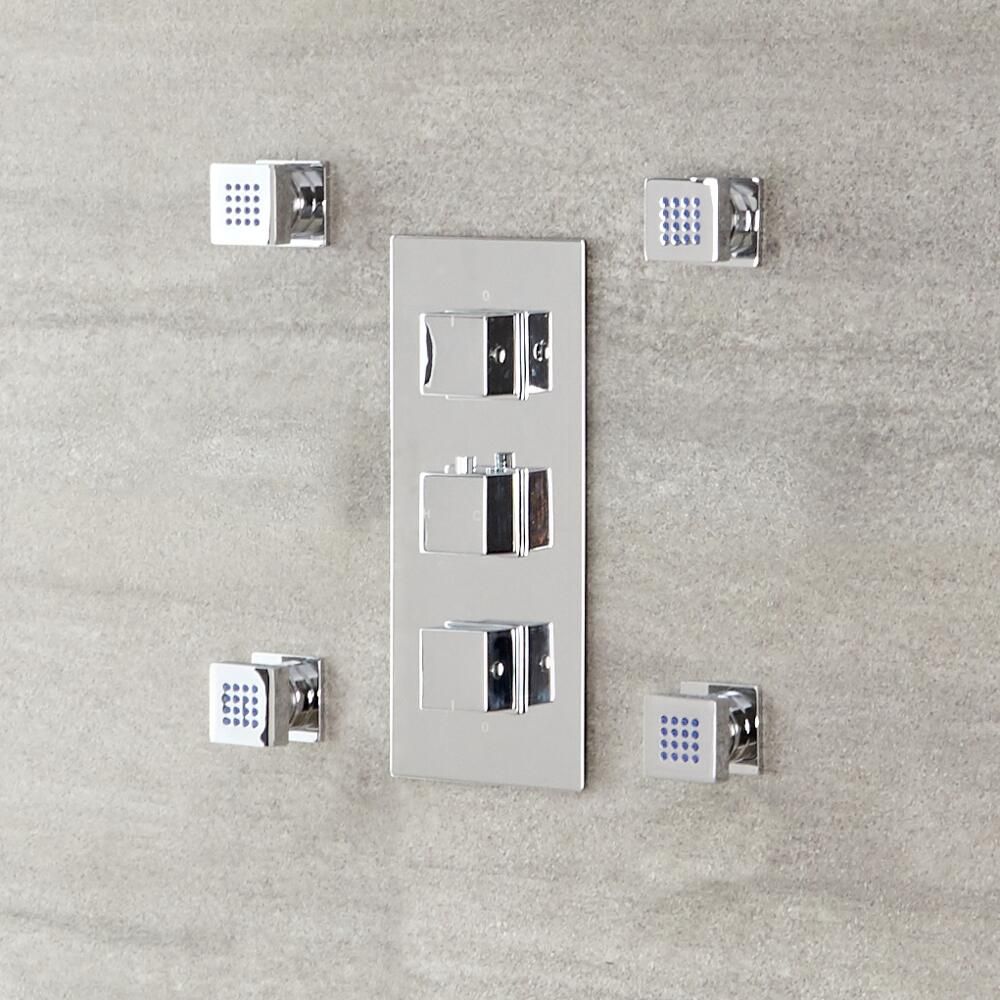 4x Seitenbrause Quadratisch zur Aufputzmontage Chrom - Kubix