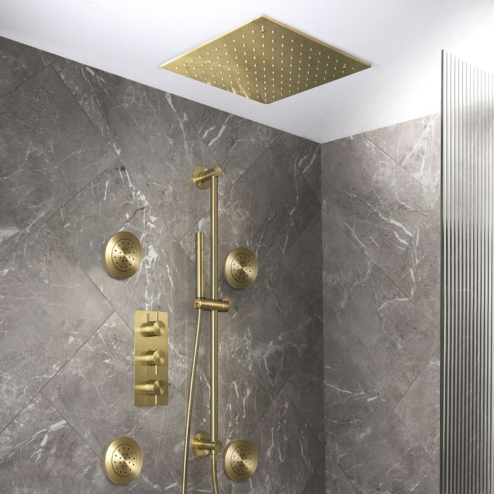 Unterputz-Thermostat für drei Verbraucher mit Umsteller inkl. Unterputzduschkopf, Körperdüsen & Brausestangenset | Farbe wählbar – Otto