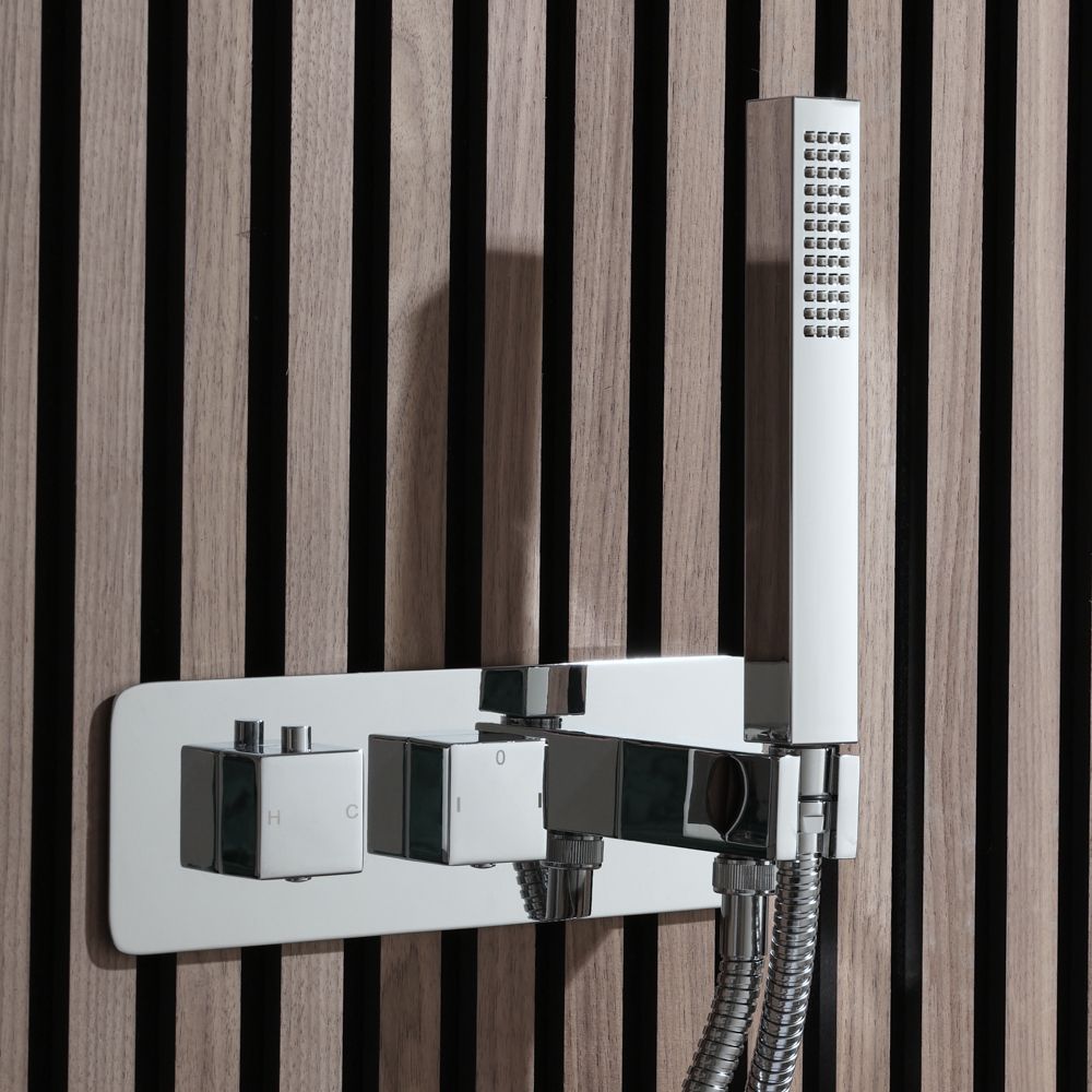 Unterputz-Thermostat für 2 Verbraucher inkl. Handbrause - Chrom - Kubix