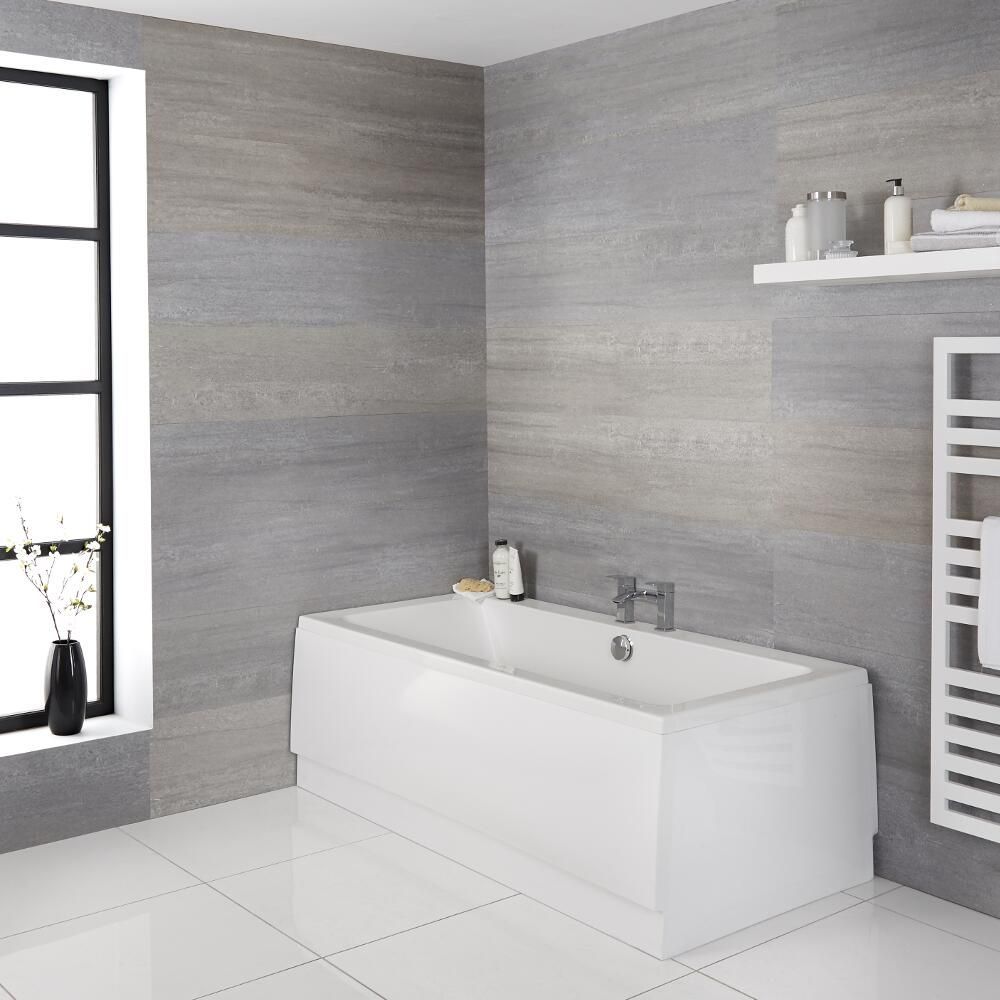 Einbaubadewanne mit 2 Rückenschrägen – Größe, Seiten- & Endverkleidung wählbar – Halwell