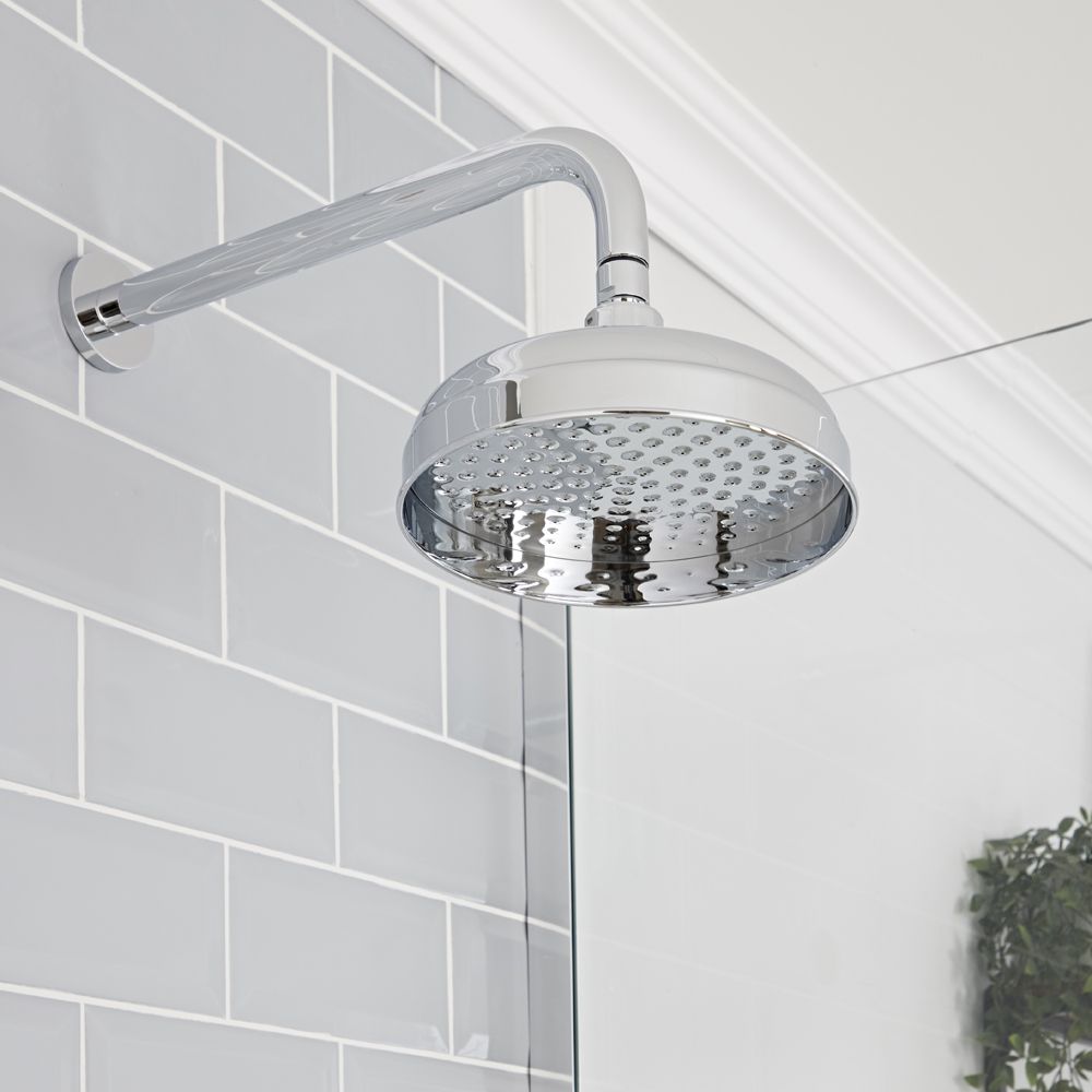 Retro Unterputz Duschsystem mit Thermostat, Wand-Duschkopf und Brausesgarnitur, Chrom/Schwarz - Elizabeth