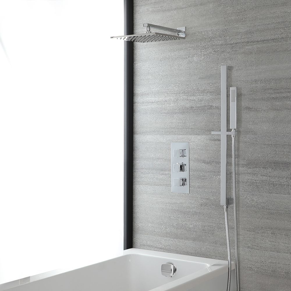 Dusch- und Badesystem mit Unterputz-Thermostat – Funktionen wählbar – Chrom – Kubix