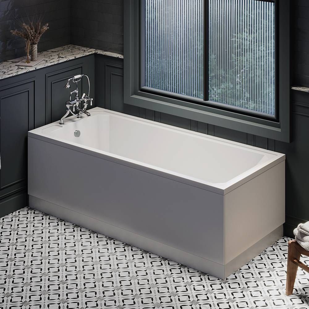 Retro-Einbaubadewanne mit einer Rückenschräge - Größe, premium Seiten- & Endverkleidung wählbar – Richmond