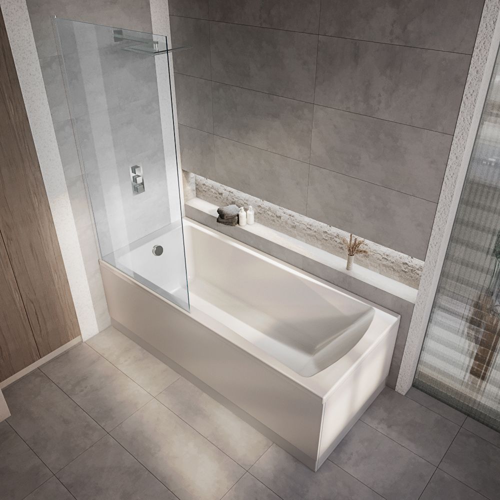 Duschbadewanne inkl. Badewannenaufsatz in Chrom – Größe, Seiten- & Endverkleidung wählbar – Sandford