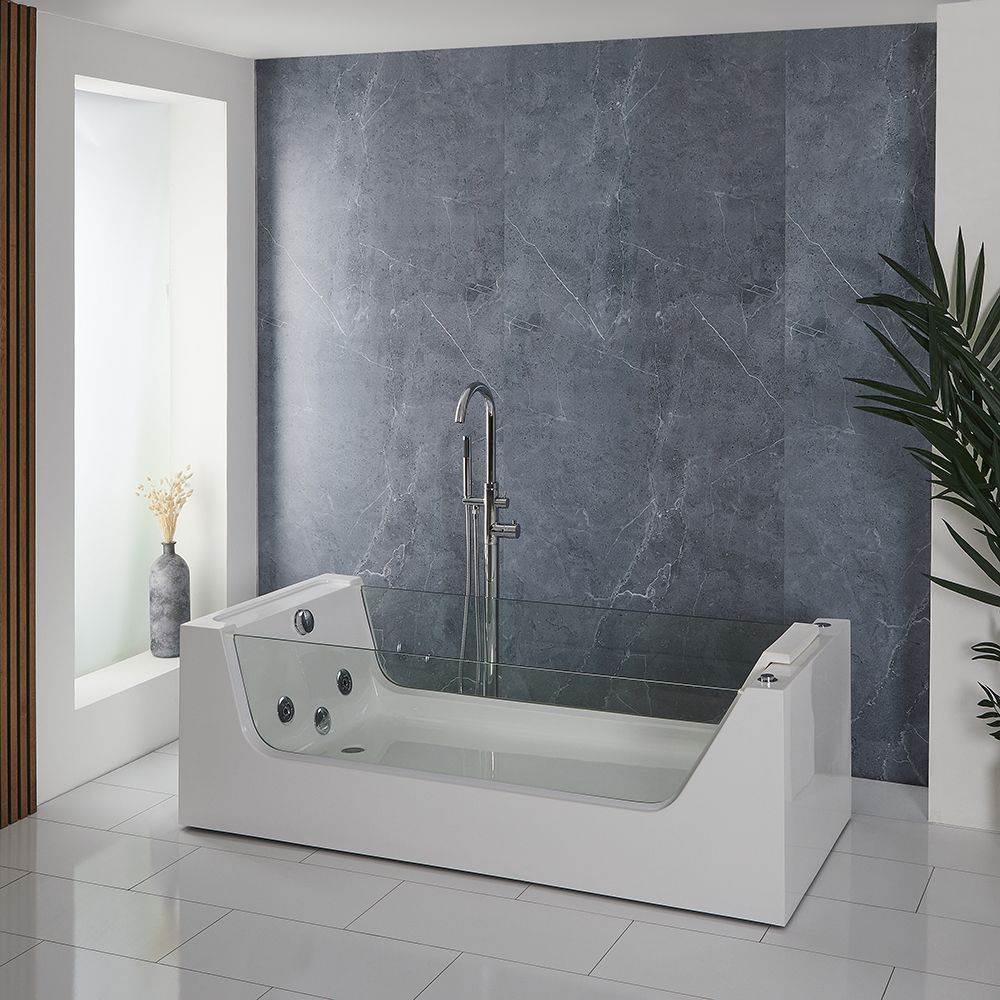 Whirlpool-Badewanne 1800mm x 800mm mit einer Rückenschräge Chrom - Breeze
