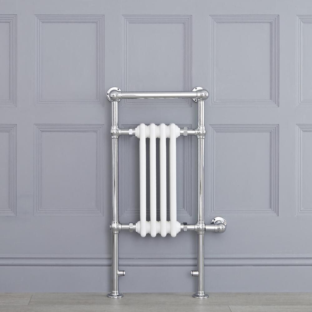 Weißer traditioneller Handtuchheizkörper, elektrisch, 930mm x 452mm x 230mm mit 400W Heizstab - Elizabeth
