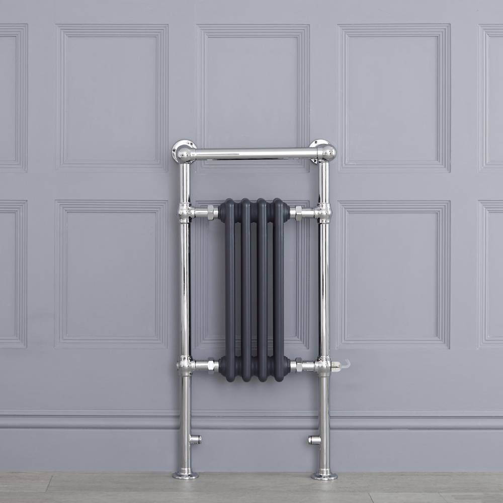 Anthrazit traditioneller Handtuchheizkörper, elektrisch,  930mm x 452mm x 155mm mit 400W Heizstab - Elizabeth