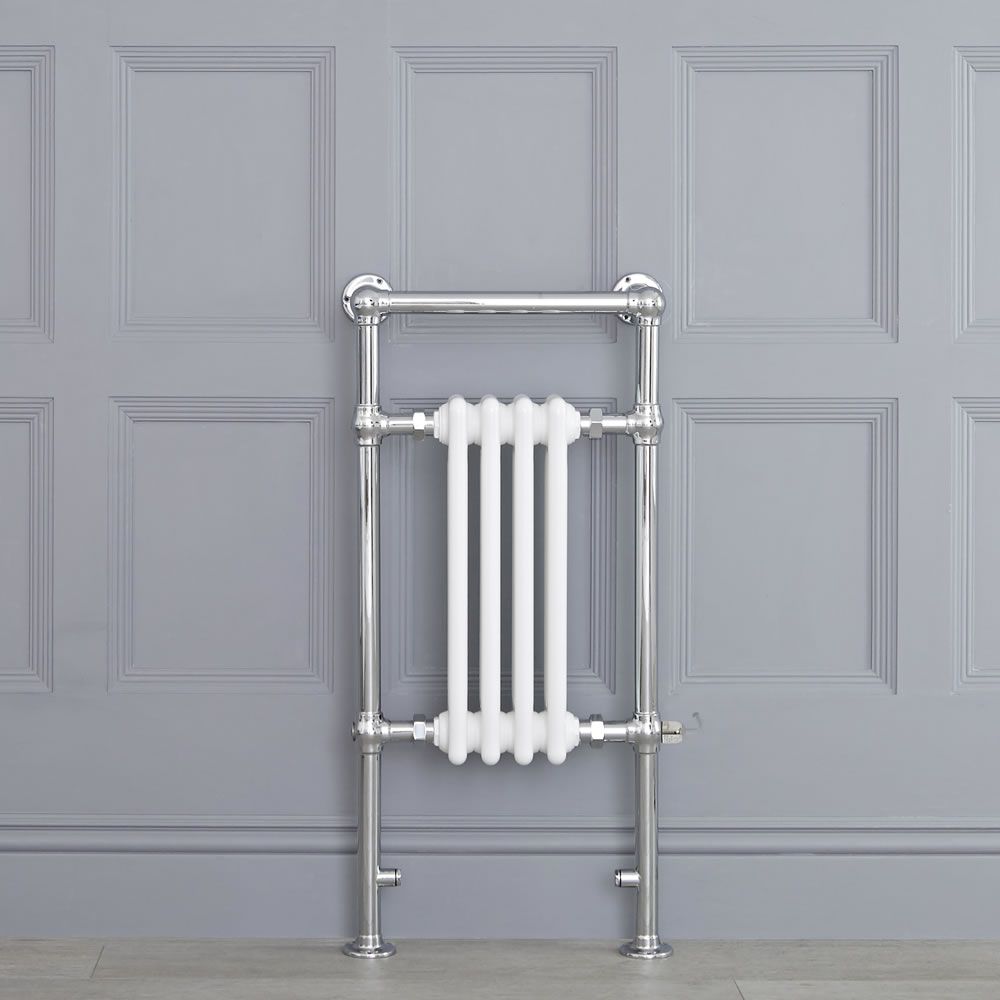 Weißer traditioneller Handtuchheizkörper, elektrisch, 930mm x 452mm x 155mm mit 400W Heizstab - Elizabeth