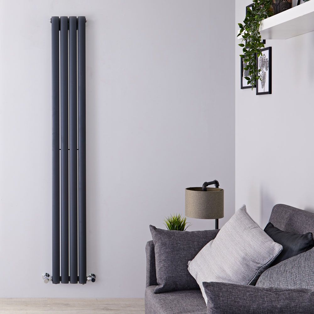 Design Heizkörper Vertikal (Einlagig) 1780mm x 236mm | Anthrazit - Revive