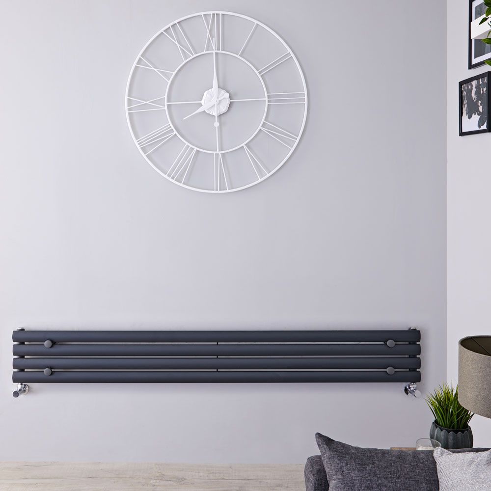 Design Heizkörper Horizontal Anthrazit 236mm x 1780mm 646W (einlagig) - Revive Slim