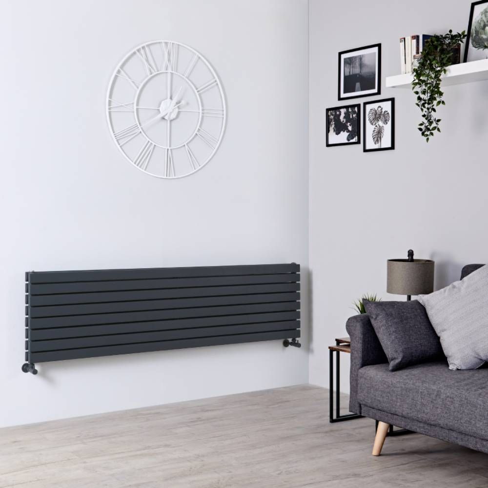 Design Heizkörper (doppellagig) horizontal – 472mm x 1780mm - Anthrazit – Sloane