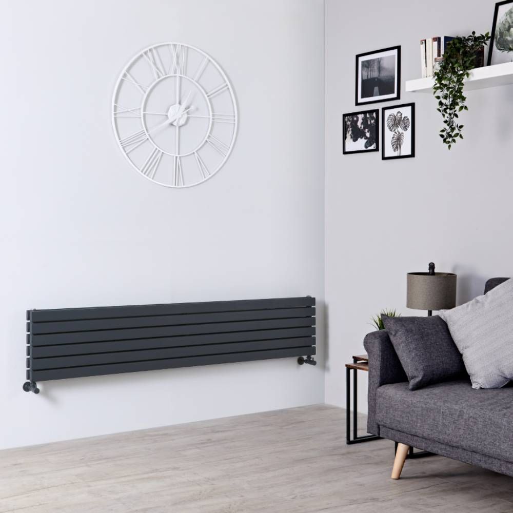 Design Heizkörper (doppellagig) horizontal – 354mm x 1780mm - Anthrazit – Sloane