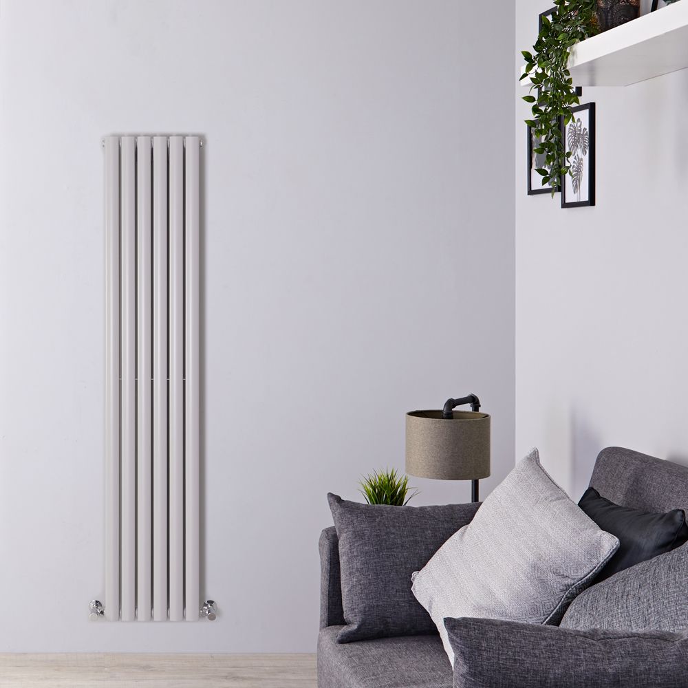 Design Heizkörper Vertikal Hellgrau 1780mm x 354mm 1401W (doppellagig) - Revive