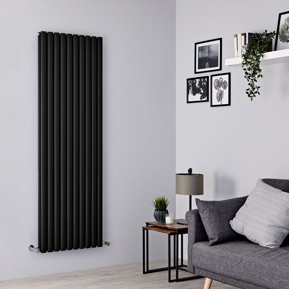 Design Heizkörper Vertikal Schwarz 1780mm x 590mm 2335W (doppellagig) - Revive