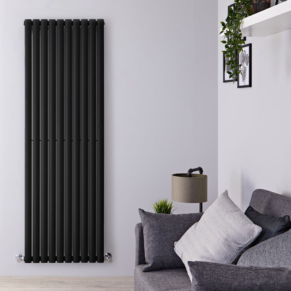 Design Heizkörper Vertikal Schwarz 1780mm x 590mm 1487W (einlagig) - Revive