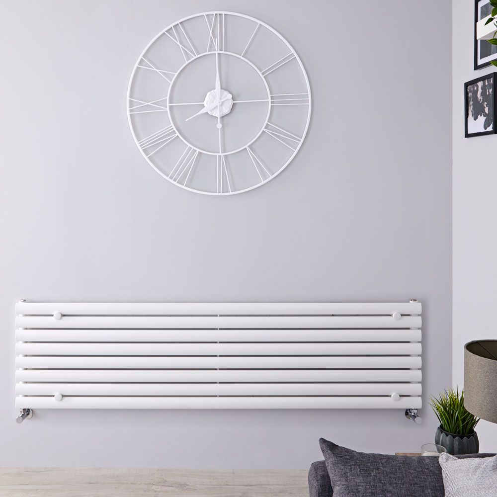 Design Heizkörper Horizontal Weiß 472mm x 1780mm 1161W (einlagig) - Revive
