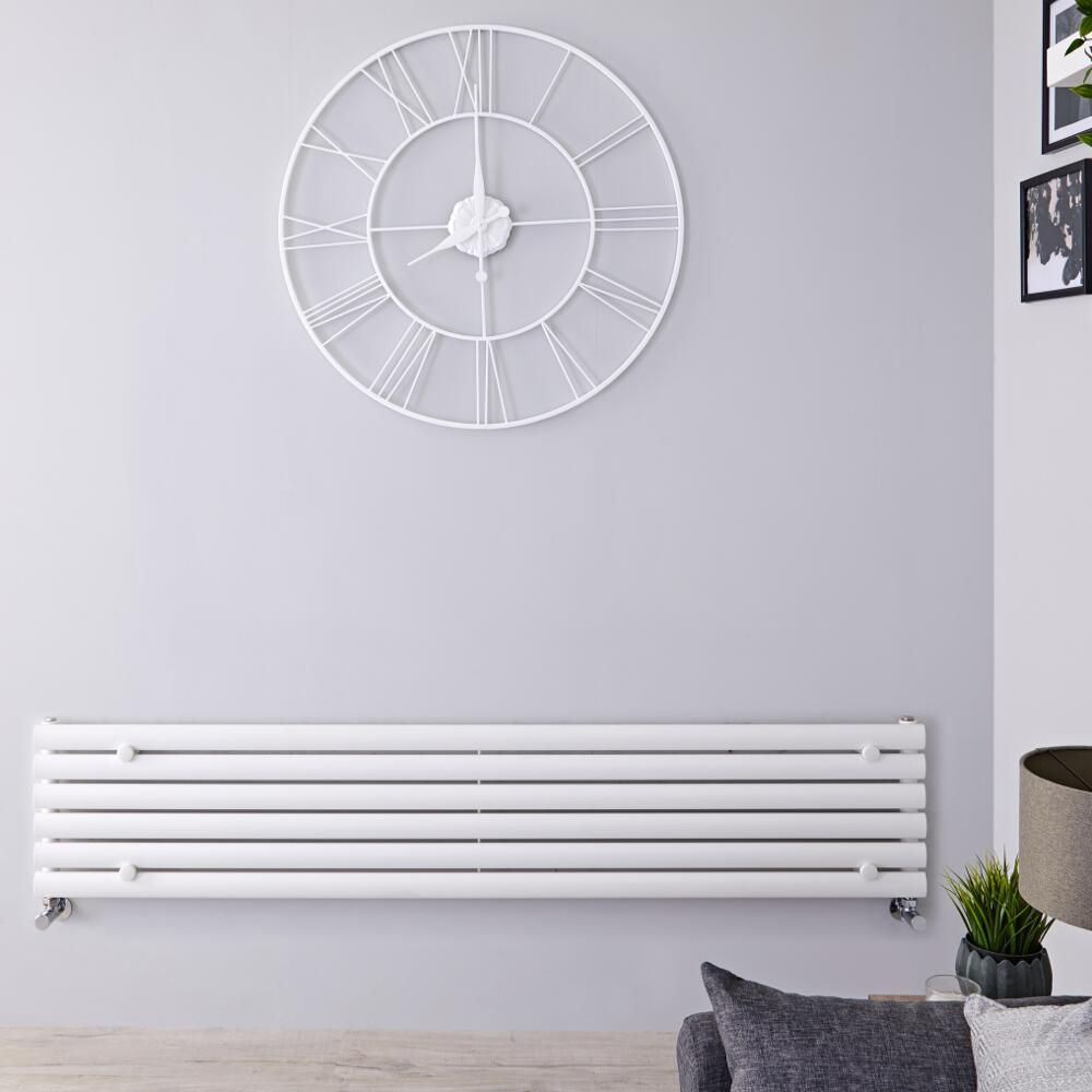 Design Heizkörper Horizontal Weiß 354mm x 1780mm 888W (einlagig) - Revive