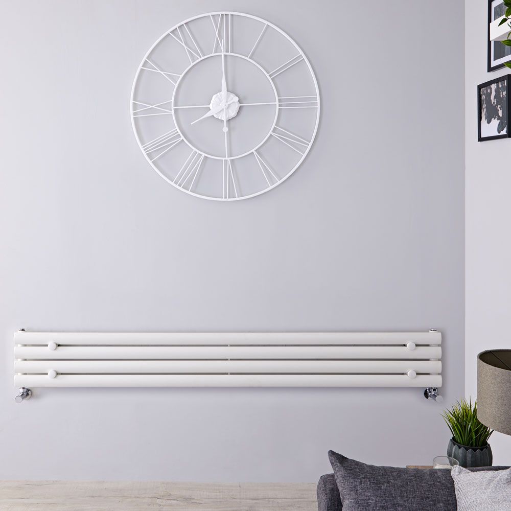 Design Heizkörper Horizontal Weiß 236mm x 1780mm 646W (einlagig) - Revive Slim