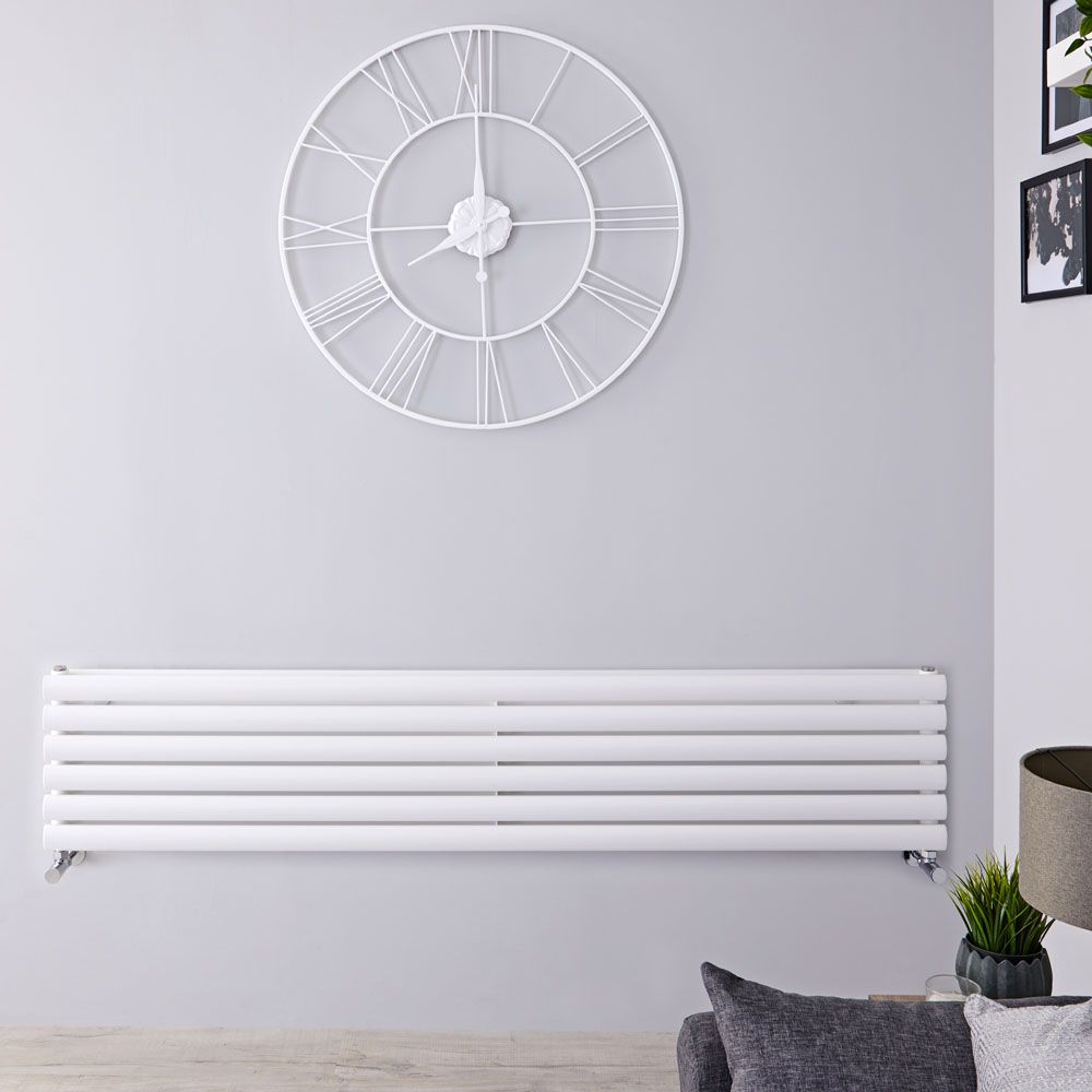 Design Heizkörper Horizontal Weiß 354mm x 1780mm 1324W (doppellagig) - Revive