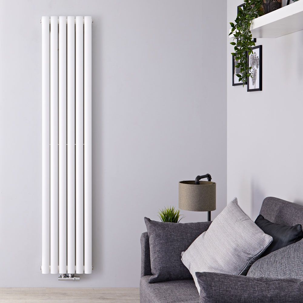 Design Heizkörper Mittelanschluss Vertikal Weiß 1780mm x 354mm 1301W (doppellagig) - Revive Caldae